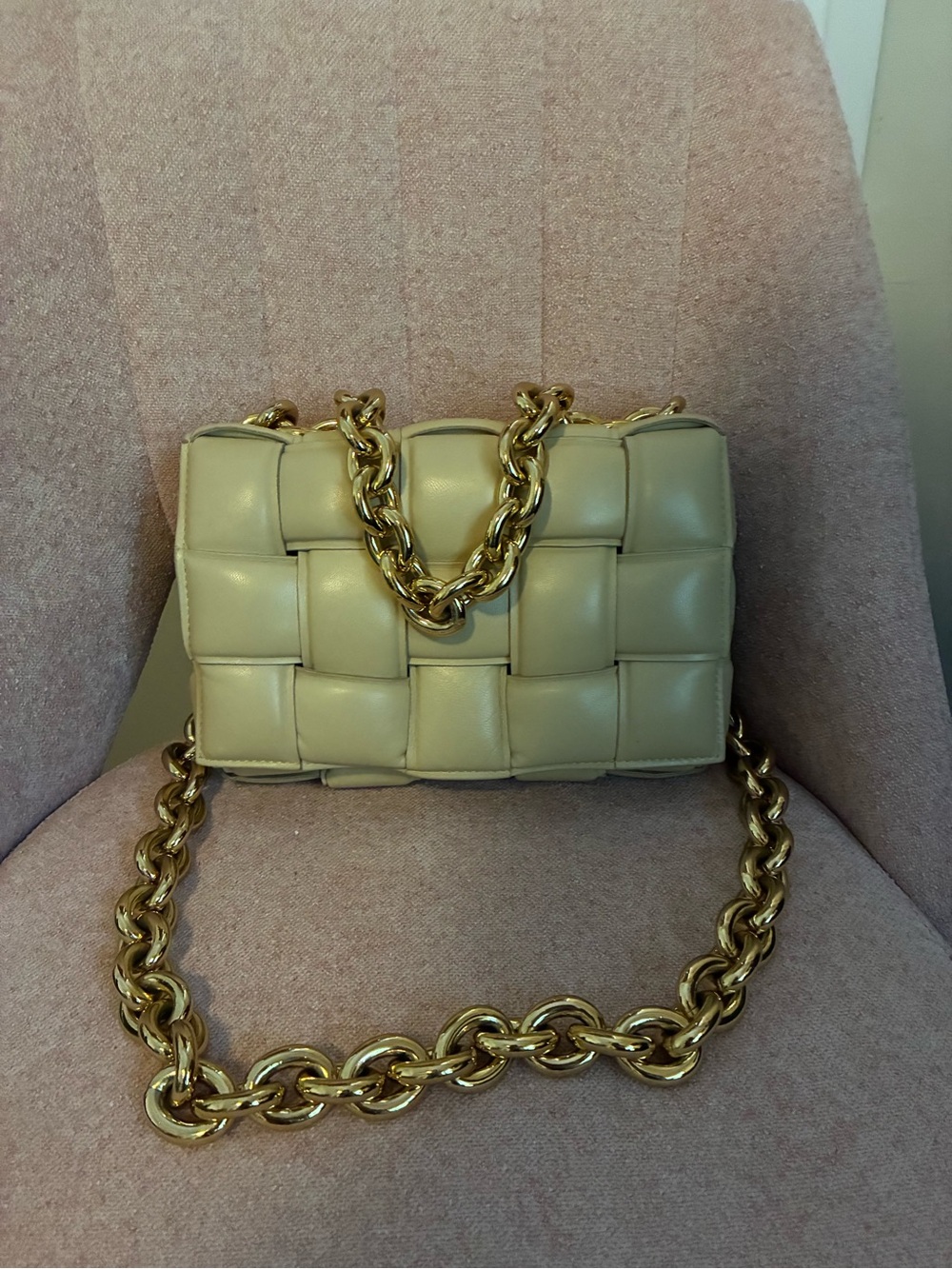 Bottega Veneta Leather Cassette Bag with Chunky Chain
